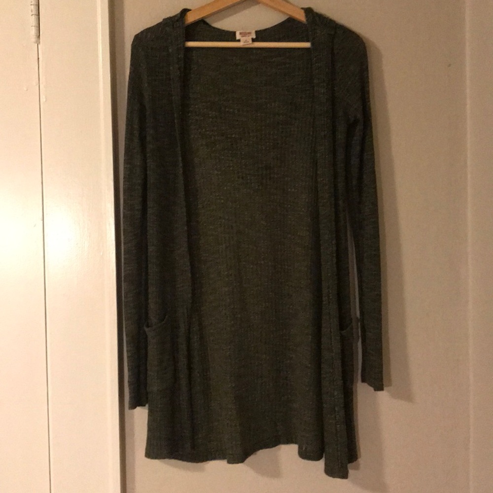 Small Green Knit Cardigan with Hood